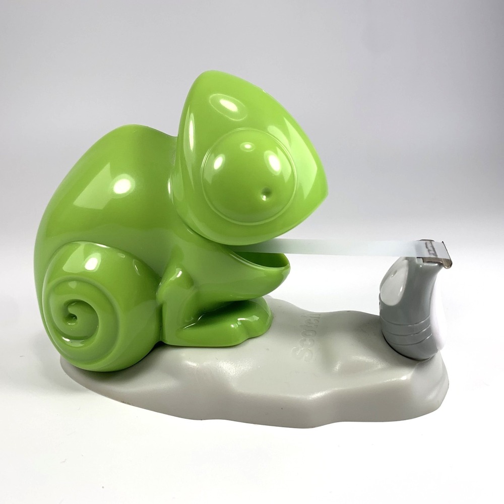 Scotch Green Chameleon Lizard Tape Dispenser Office Desk Decor Cute Novelty